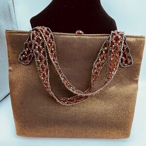 Bronze/Gold sheen handbag w/Beaded straps.